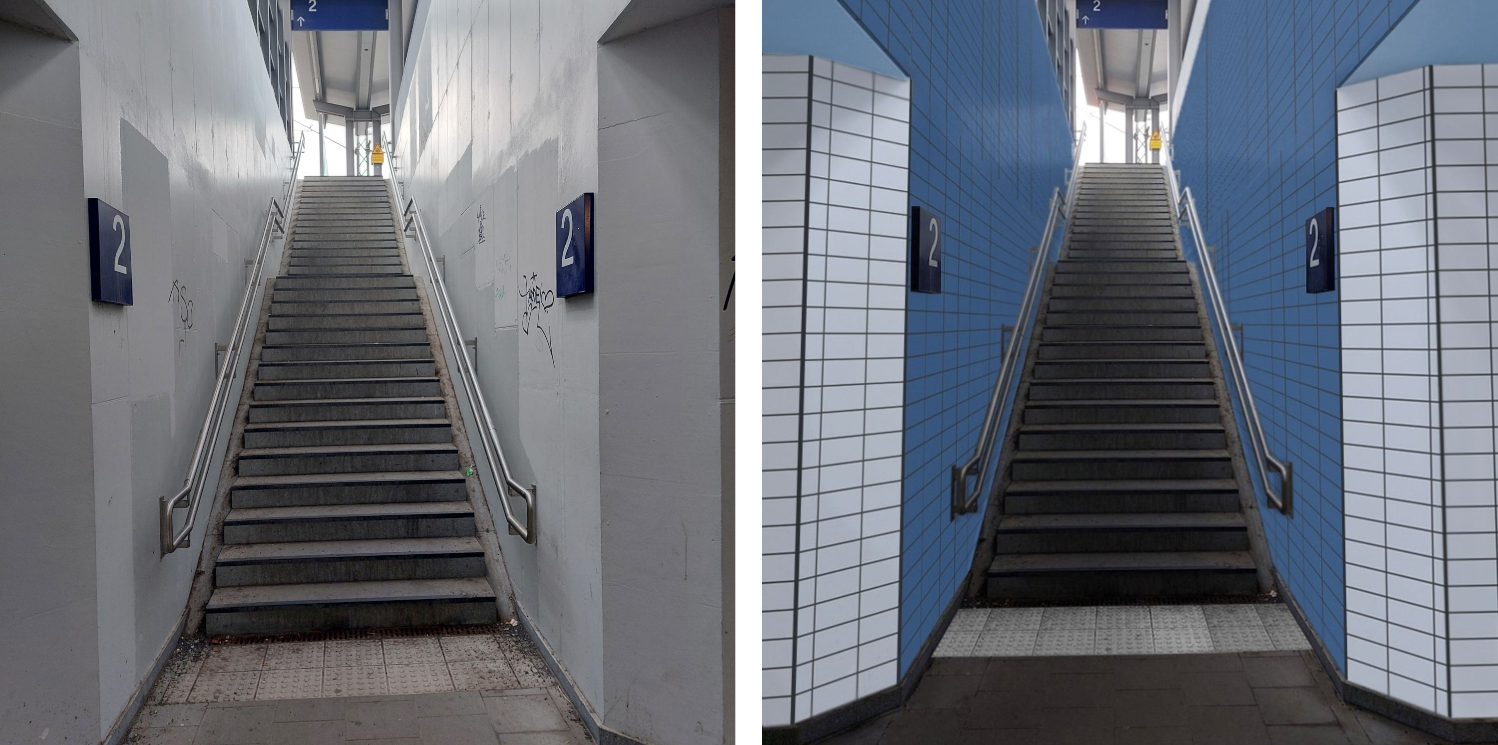 Zukunftsbahnhof Buchenau: Visualisierung der Treppenaufgänge zum Bahnstieg