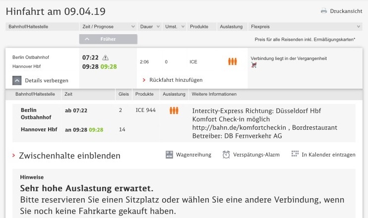 Screenshot bahn.de