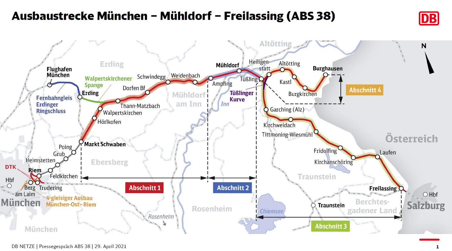 Ausbaustrecke München-Mühldorf-Freilassing (ABS 38) (Quelle: DB AG)