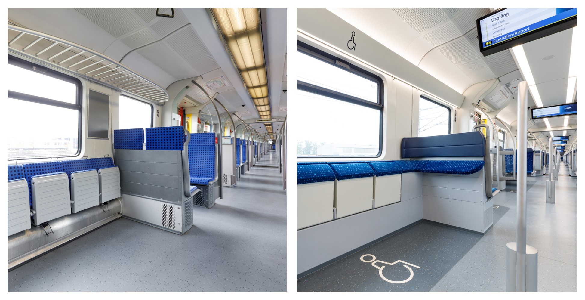 Modernisierung ET 423 S-Bahn München - Vorher-Nachher-Vergleich Mehrzweckbereich