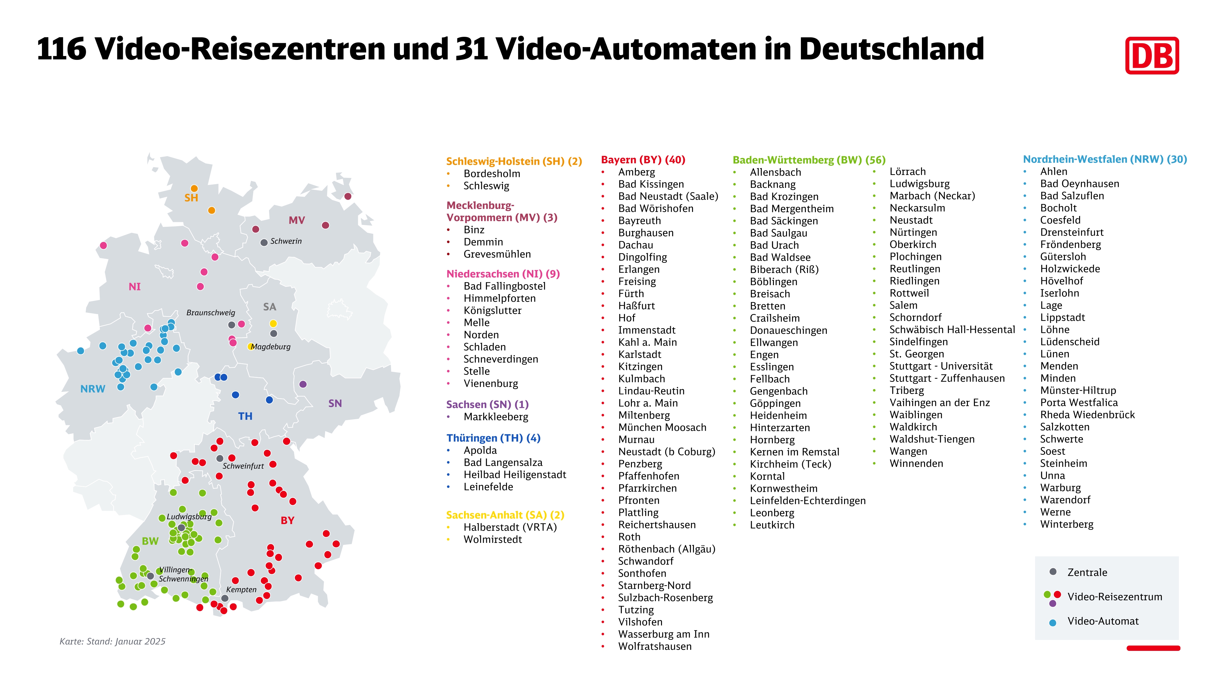 Quelle: DB AG Standorte Video-Reisezentren der DB