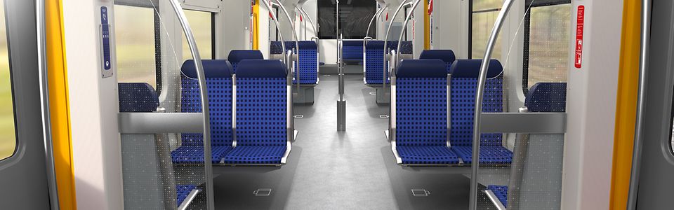 In der modernisierten S-Bahn weitet sich der Durchgang zum Sitzbereich deutlich.