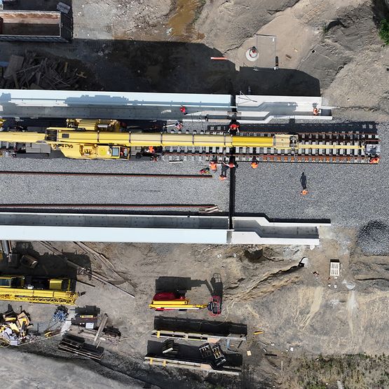 Gleisbauarbeiten im Zuge des Projektes "Neue Oderbrücke" in Küstrin-Kietz