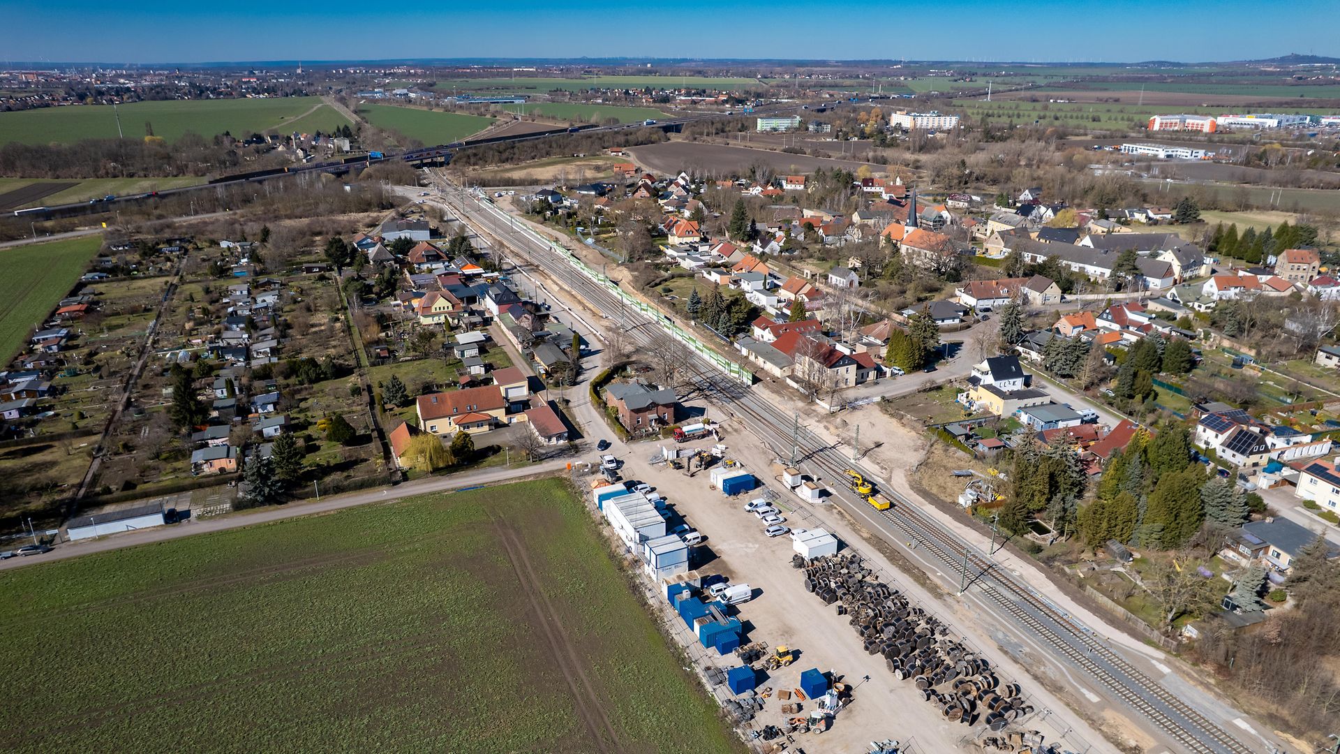 Luftbild Baustelle Peißen - äußerer Bahnknoten Halle (Saale)
