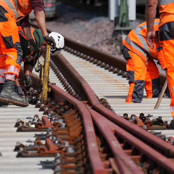 Weichenarbeiten bei der Deutschen Bahn
