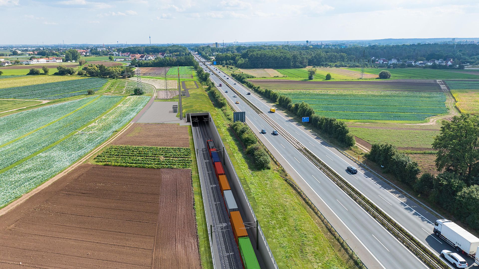 Visualisierung des Nordportals der neuen Güterzugstrecke
