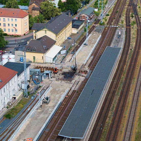 Baustelle Bahnhof Hoyerswerda - Luftbild