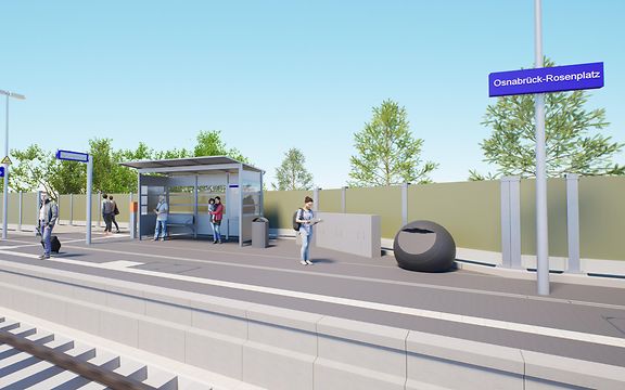 Eine Visualisierung der zukünftigen Bahnhofes Osnabrück-Rosenplatz