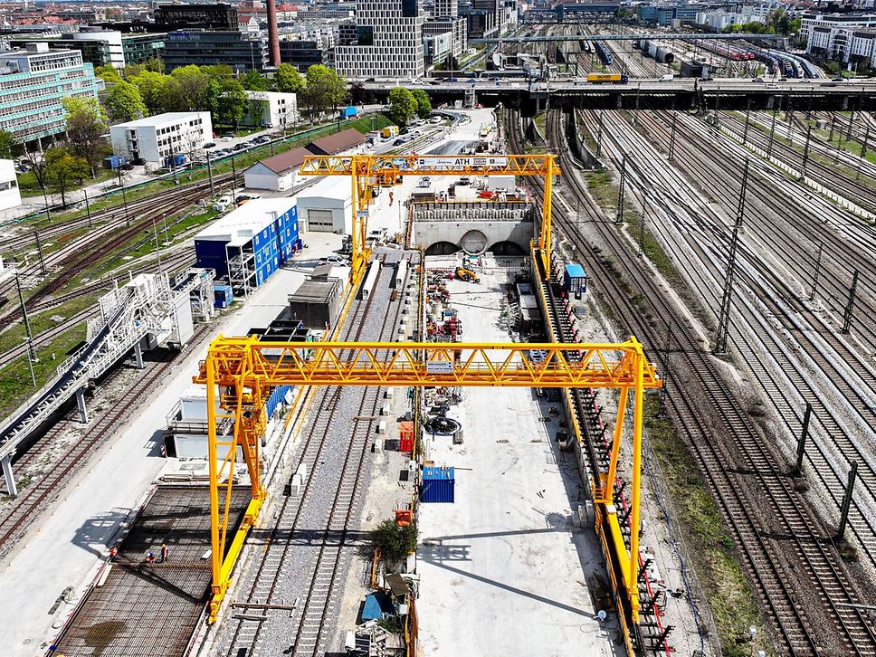 Tunnelportal West an der Donnersbergerbrücke. Hier erfolgt der Aufbau der ersten Tunnelbohrmaschine der 2. Stammstrecke.