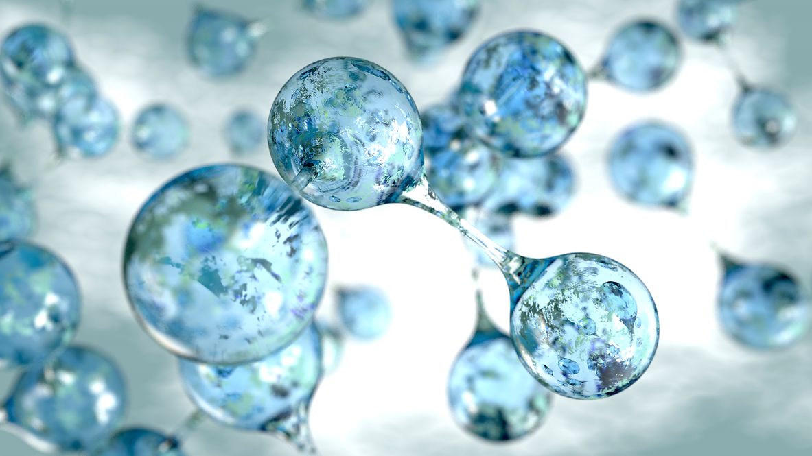3D-Modell von Wasserstoff-Molekülen