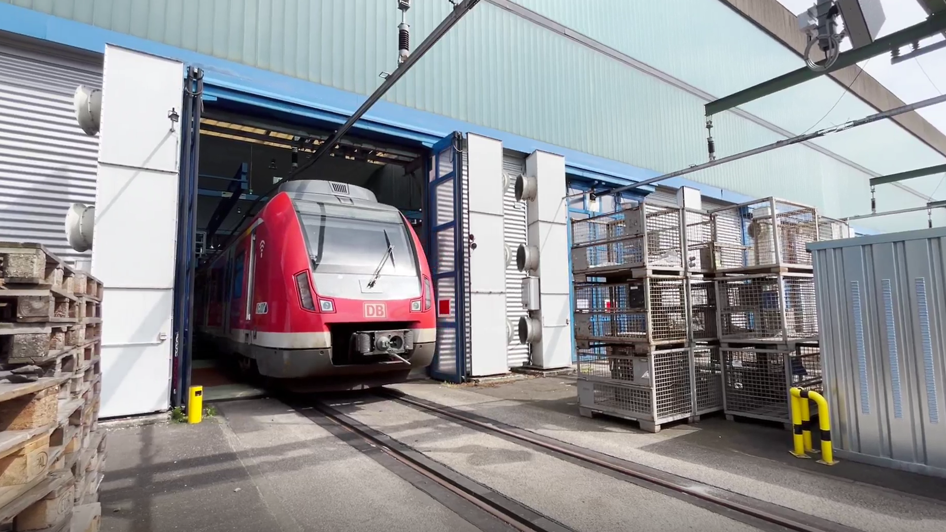 Regional train leaving the maintenance depot