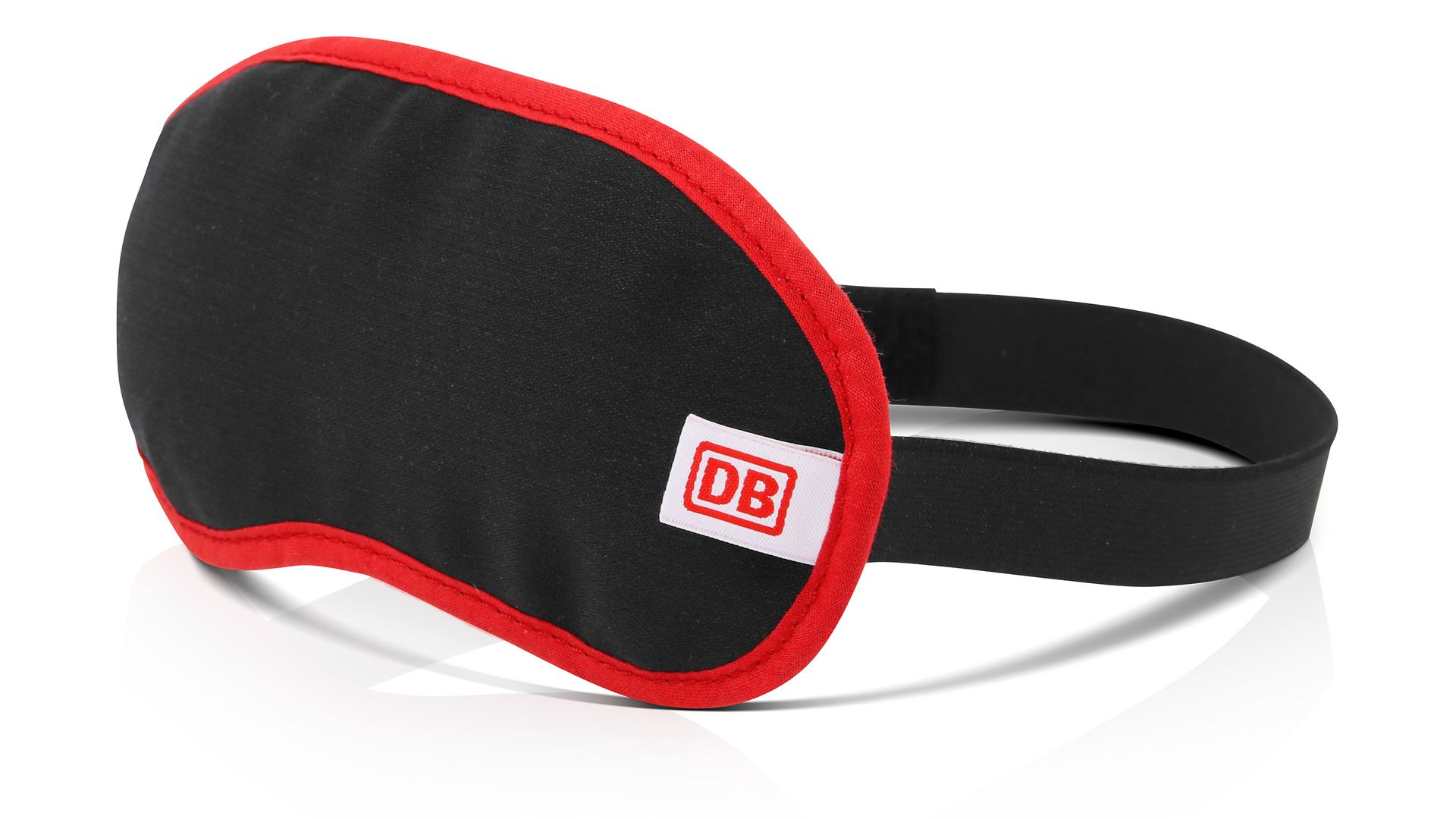 Sleep mask in black and red from old corporate clothing