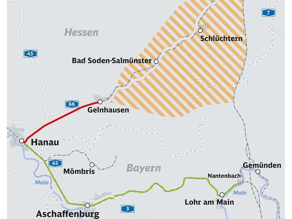 Quelle: PRpetuum Projekt Hanau-Würzburg-Fulda: Karte mit Suchraum zur Trassenfindung