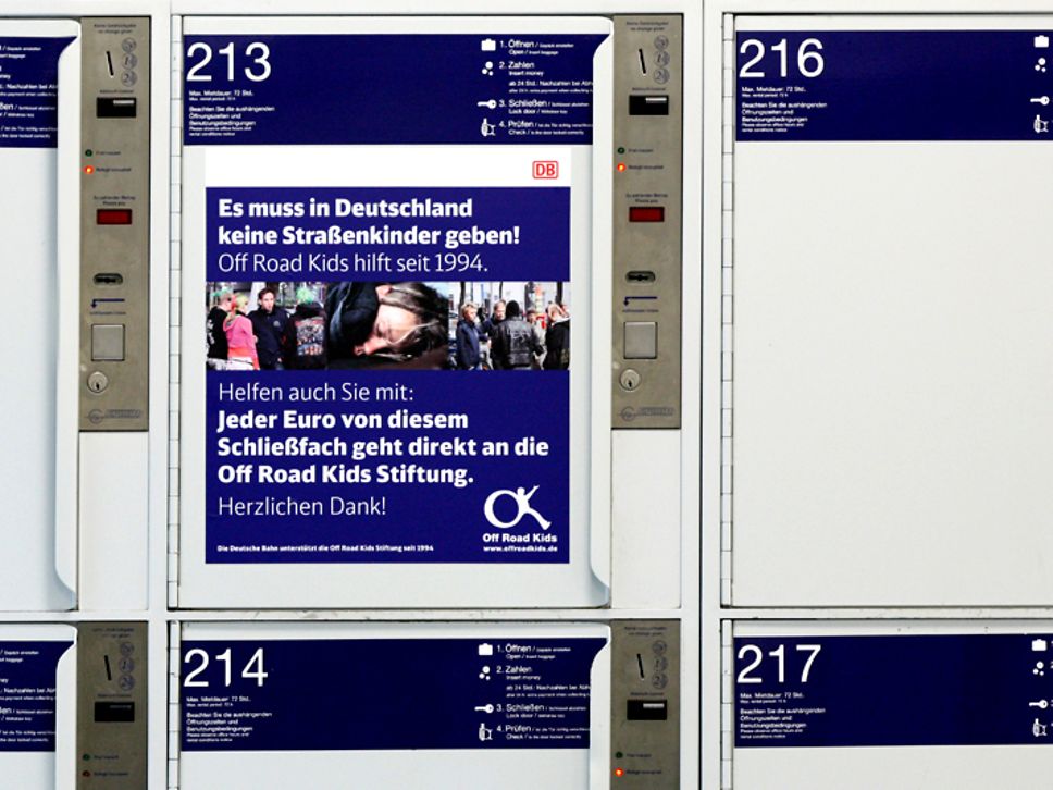Locker with advertising for the Off Road Kids Foundation