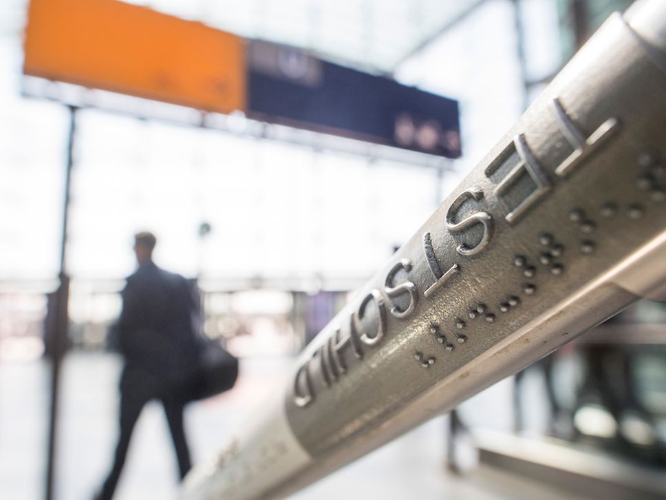 Handrails printed with Braille for visually impaired people